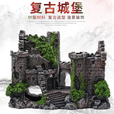 鱼缸造景仿真古建筑造景沉底摆件