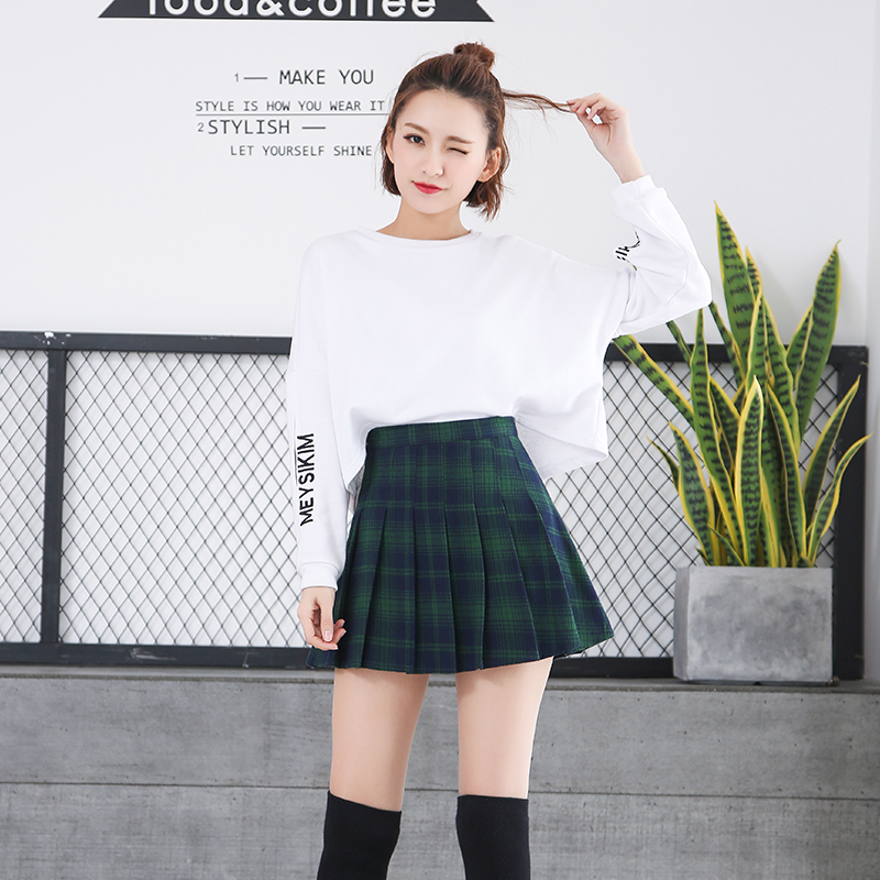 百褶裙半身裙女夏学生A字短裙韩版百搭学院风ulzzang格子高腰裤裙在类目 女装/女士精品, 半身裙中 - 来自Buy2taobao.com提供专业的淘宝代购服务
