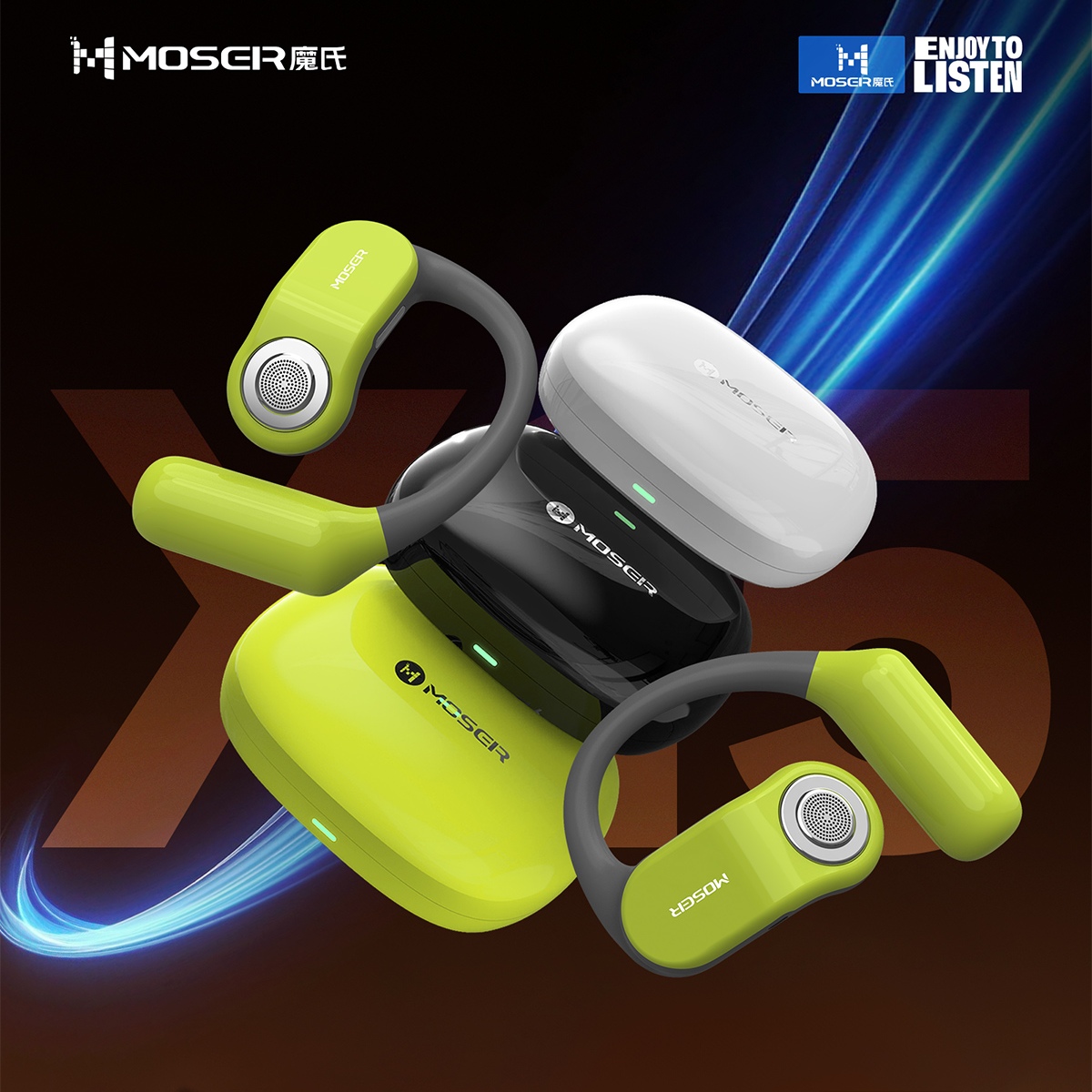 魔氏Moser X15 开放式OWS真无线蓝牙耳机不入耳运动跑步长续航