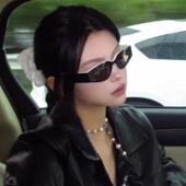 2025新款 黑白熊猫时髦猫眼墨镜女方圆脸Y2K高级感防紫外线太阳镜