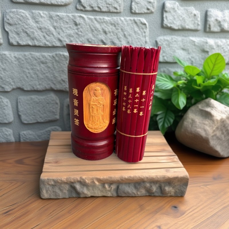 红色观音100签抽签摇签阳刻浮雕精雕 观世音菩萨竹签桶灵签赠解签