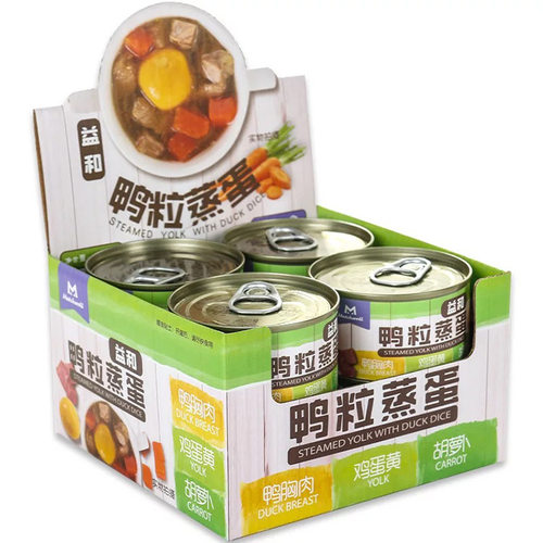 益和罐头鸭粒蒸蛋蒸心鸡块蛋奶炖肉鲨鱼骨焖鸡宠物狗狗零食湿粮辅