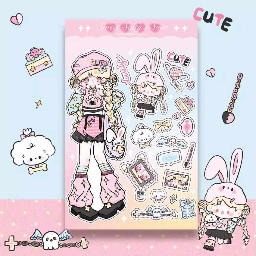 甜甜咸咸 咕卡贴纸 甜心贝贝 莓果 海军兔兔 春夏秋冬 一起旅游