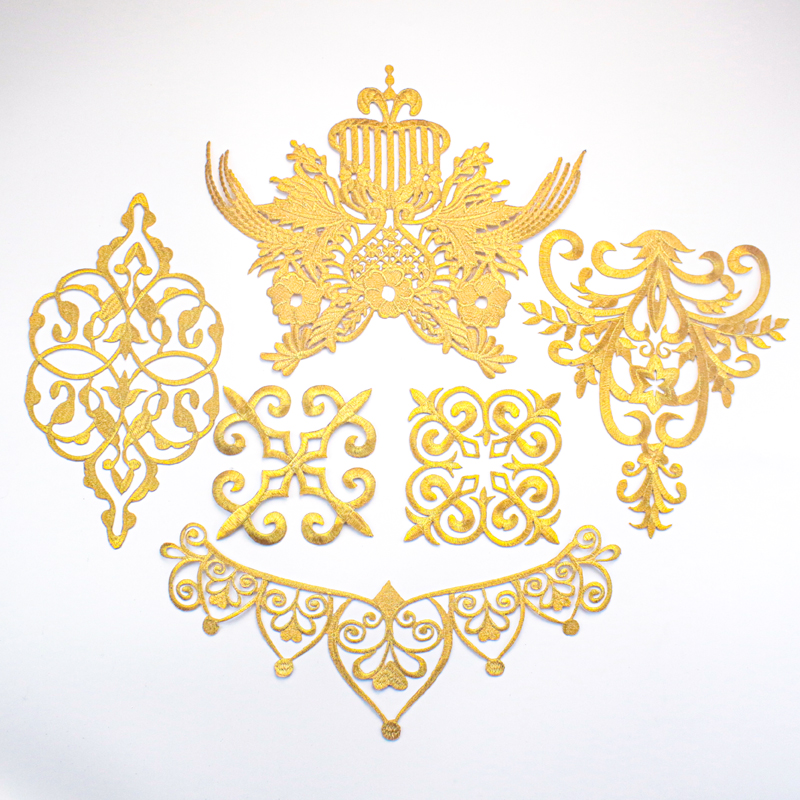 金银花纹刺绣布贴古装祥云烫花