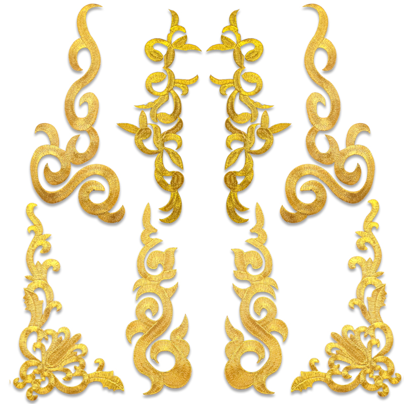 新款金银花纹刺绣布贴古装祥云