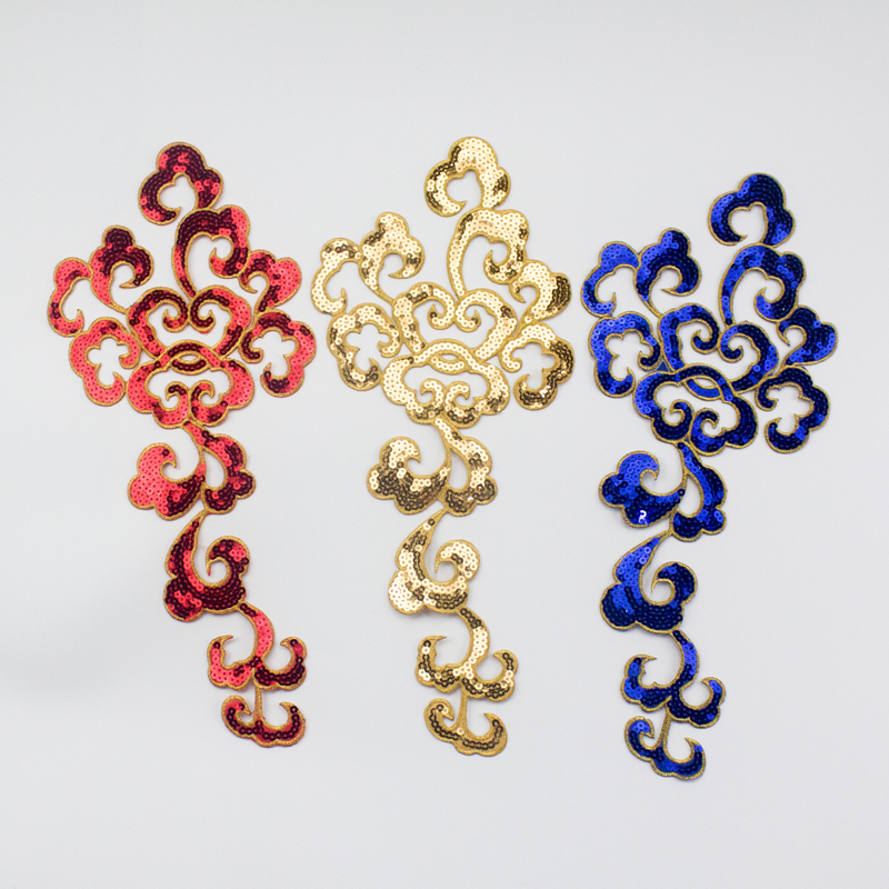 亮片大号祥云刺绣布贴