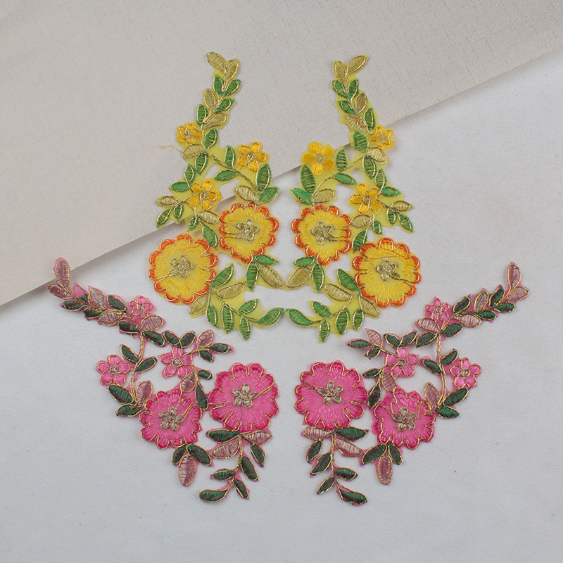 牡丹刺绣布贴 演出服装戏曲辅料配饰布贴婚纱贴花DIY成对烫片贴花