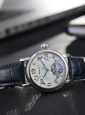 尼诺里拉商务休闲单日历真皮表带全自动镂空透底机械男表NR11030