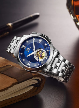 尼诺里拉潮流男表机械手表钢带大表盘男士商务11010蓝宝石镜面