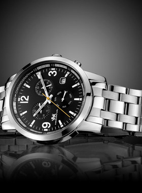 尼诺里拉手表男商务时尚多功能石英表运动男表 钢带休闲表51015