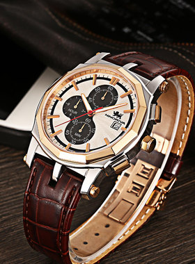 运动休闲手表男大表盘超大男士石英表皮带防水男表镂空正品电子表