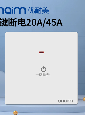 86型一键断电总开关面板大功率空调热水器暗装白色20A45A带指示灯