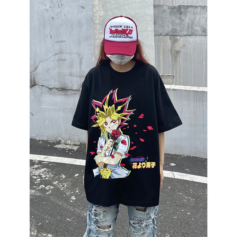 kakazzy美式复古短袖T恤男女夏季冰丝纯棉重磅潮牌上衣半袖衫衣服