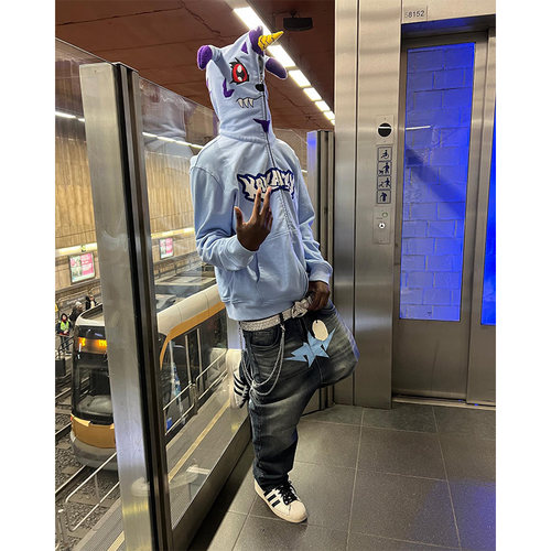 KAKAZZY刺绣潮牌卡通连帽卫衣