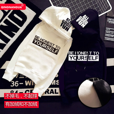 2025秋冬潮牌新款卡通字母长袖连帽卫衣个性外套男女情侣装原宿潮