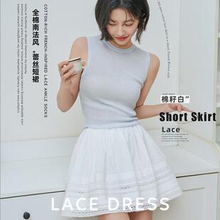 2026春夏南法精致钩花蕾丝公主短裙蓬蓬裙A字显瘦百搭半裙女26339