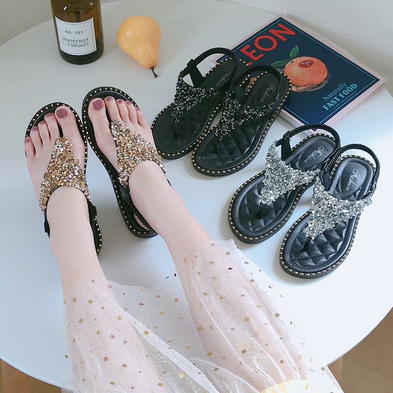 Sandal girl 2019 summer fashion Fairy Wind Herringbone Shoes chic soft Flat bottom student Toe Beach shoesin the Women's Shoes, Sandals  category - from Buy2taobao.com to provide professional Taobao agent buy service