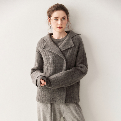 羊绒外套女宽松百搭外套纯色