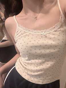 显瘦打底上衣2 胖mm纯欲外穿内搭碎花小吊带背心夏季 300斤大码 女装