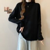 300斤大码 秋冬胖妹妹显瘦上衣2 打底衫 女装 遮肚子木耳边半高领长袖