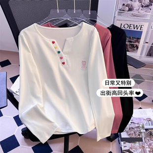 t恤设计感不规则打底衫 300斤大码 长袖 秋季 胖mm正肩遮肚上衣女 女装