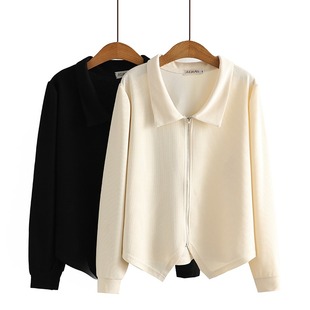 韩版 秋季 新款 休闲开衫 不规则遮肉外套2 300斤大码 上衣胖mm时尚 女装