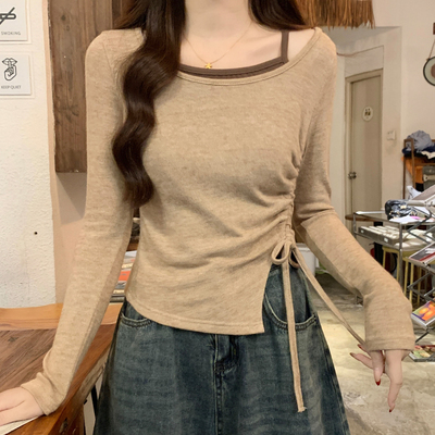 大码女装胖mm显瘦复古假两件长袖