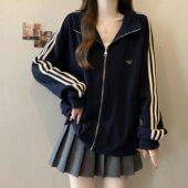 女装 胖mm秋冬季 休闲宽松拉链卫衣长袖 300斤大码 开衫 外套显瘦上衣2