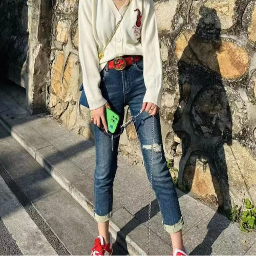 女装2025新款秋季高腰弹力显瘦九分牛仔裤女大码梨型身材裤子女