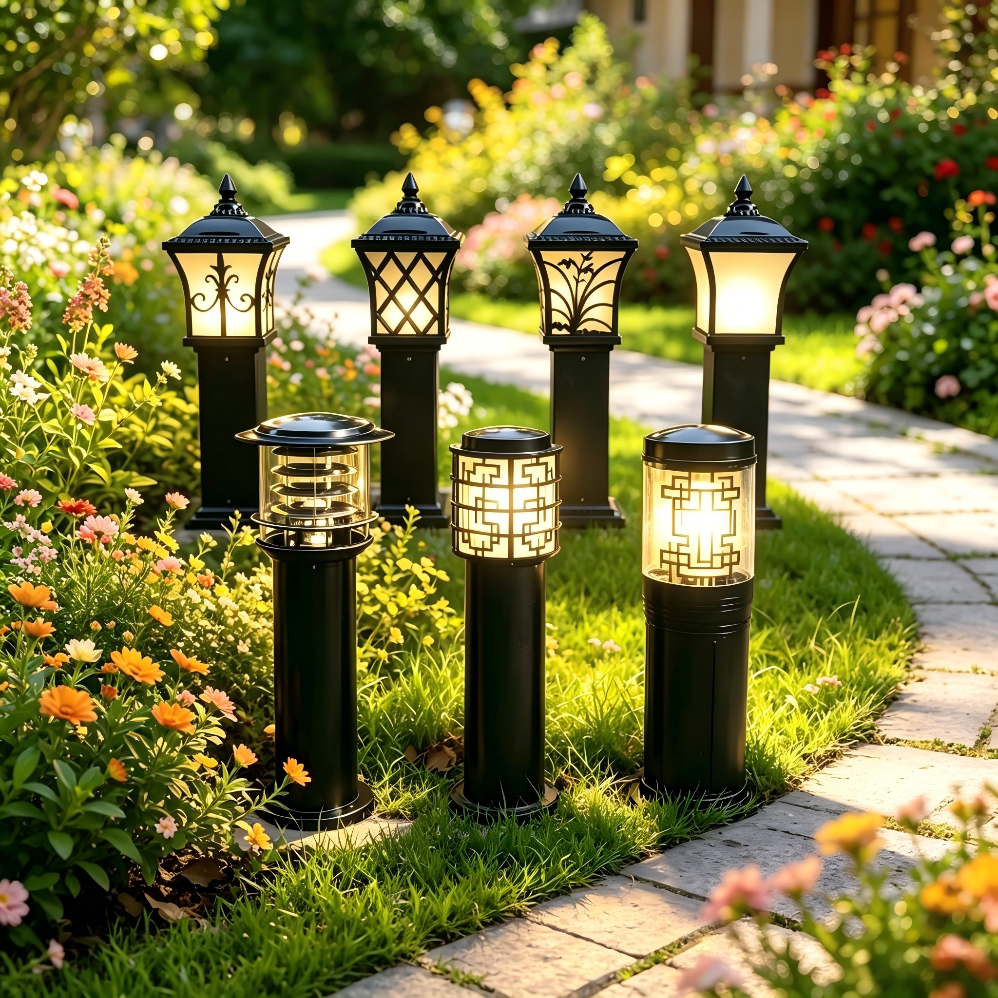 草坪灯太阳能庭院灯花园灯草帽草地灯led小区路灯户外防水室外铝