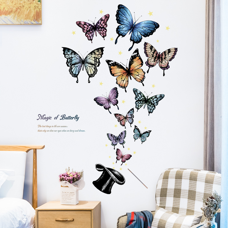 蝴蝶贴纸墙上卧室墙贴厨房贴画玻璃门装饰小图案墙壁贴画遮丑大图图片