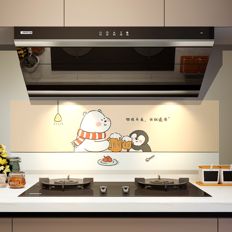 灶台墙面装饰拍贴画厨房橱柜贴纸耐高温餐厅墙上遮丑翻新贴墙壁纸