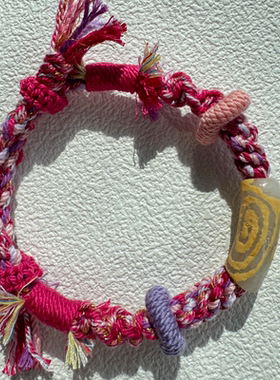 藏式手搓棉线手绳手链非洲管琉璃节日礼物送闺蜜小礼品聚会礼物