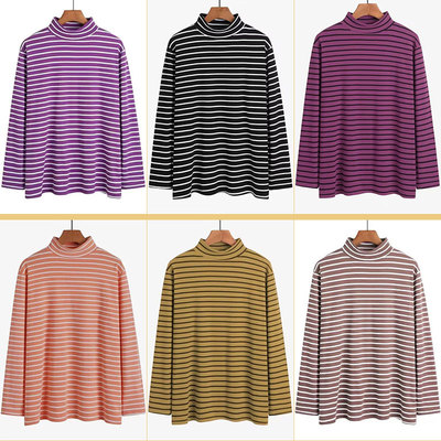 长袖休闲厚条纹德绒女