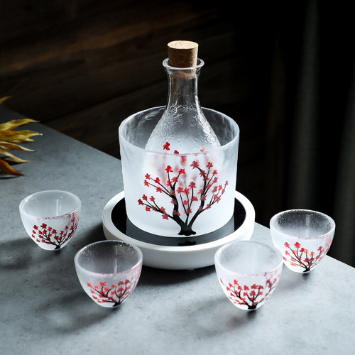 日式樱花酒壶玻璃清酒杯温酒器