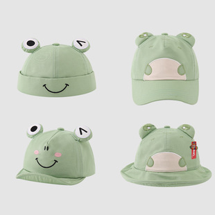 儿童帽子春秋薄款宝宝遮阳帽绿色青蛙棒球帽男童鸭舌帽女童防晒帽