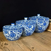 猪油缸耐热有盖陶瓷厨房家用储物景德镇青花零食盒面粉酿米酒糟罐