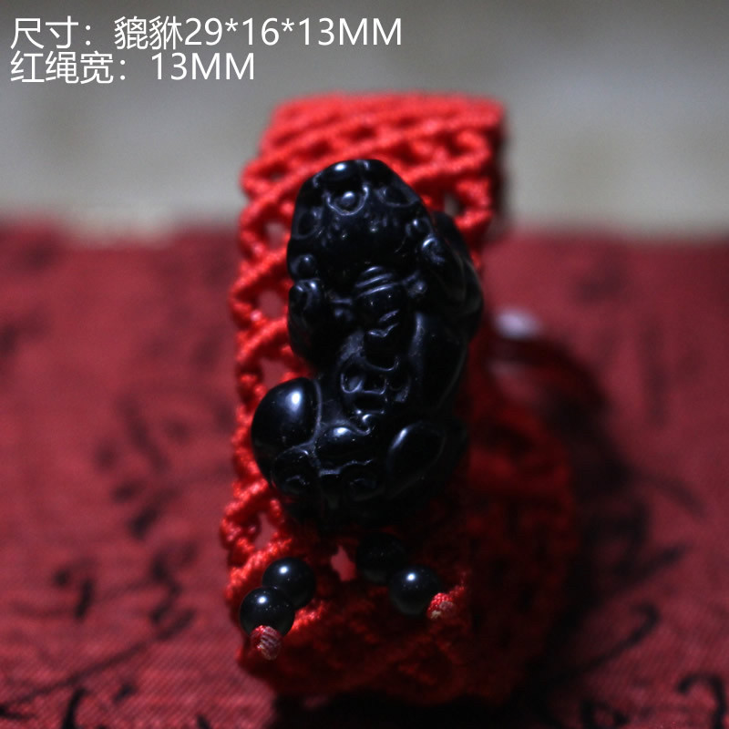 天然黑石貔貅手链男女款单圈手串手链