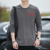 秋季 T恤宽松休闲体恤衫 新款 上衣大码 纯棉衣服男士 潮流男装 长袖