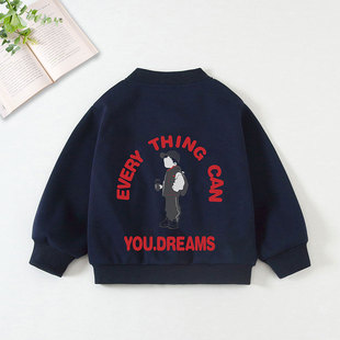 男童春秋装 夹克上衣 棒球服外套2025新款 洋气中大童女童宝宝春秋季