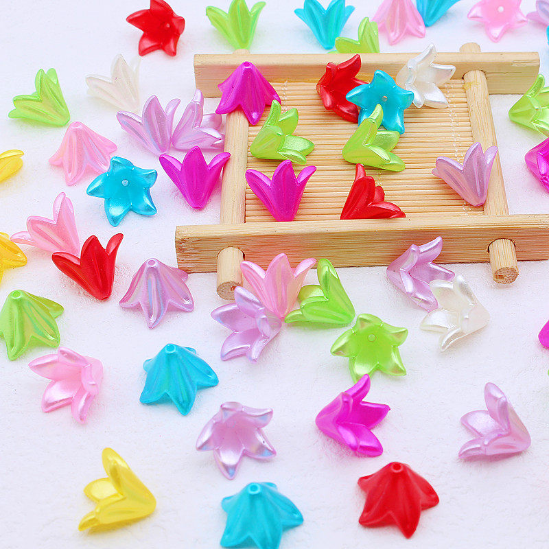 网红新款珠光百合花亚克力手工串珠diy项链包包饰品挂件钥匙扣