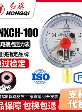 红旗牌仪表 YXCHK-100 磁敏抗震电接点压力表DC24V 感应开关0.25A