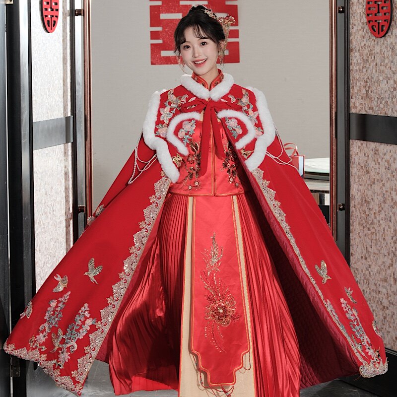 2023新款中式秀禾服披风新娘秀禾服