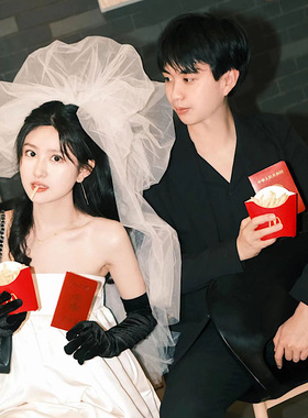 头纱森系求婚领证高级感简约法式