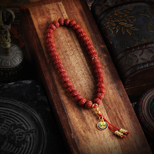 机刷包浆玉化树王小金刚菩提子矮桩双龙纹手持佛珠文玩饰品手串