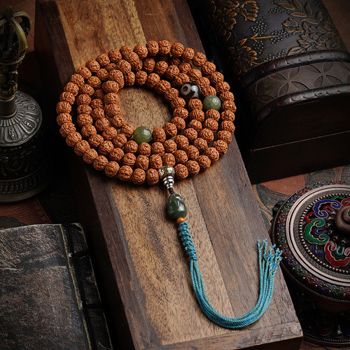 老树王籽文玩佛珠挂脖项链手串