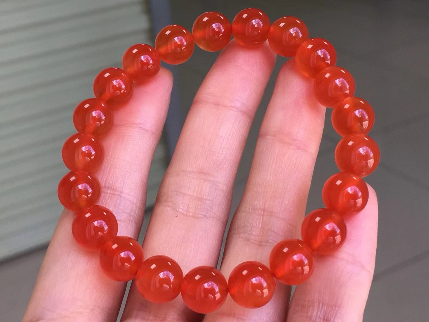 天然保山南红玛瑙冰红手串河湾料单圈百搭时尚女款手链