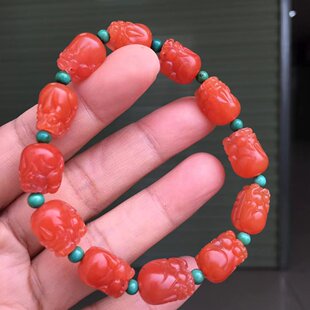 南红玛瑙天然南红玛瑙手串佛珠多圈满肉本命年手链貔貅樱桃红