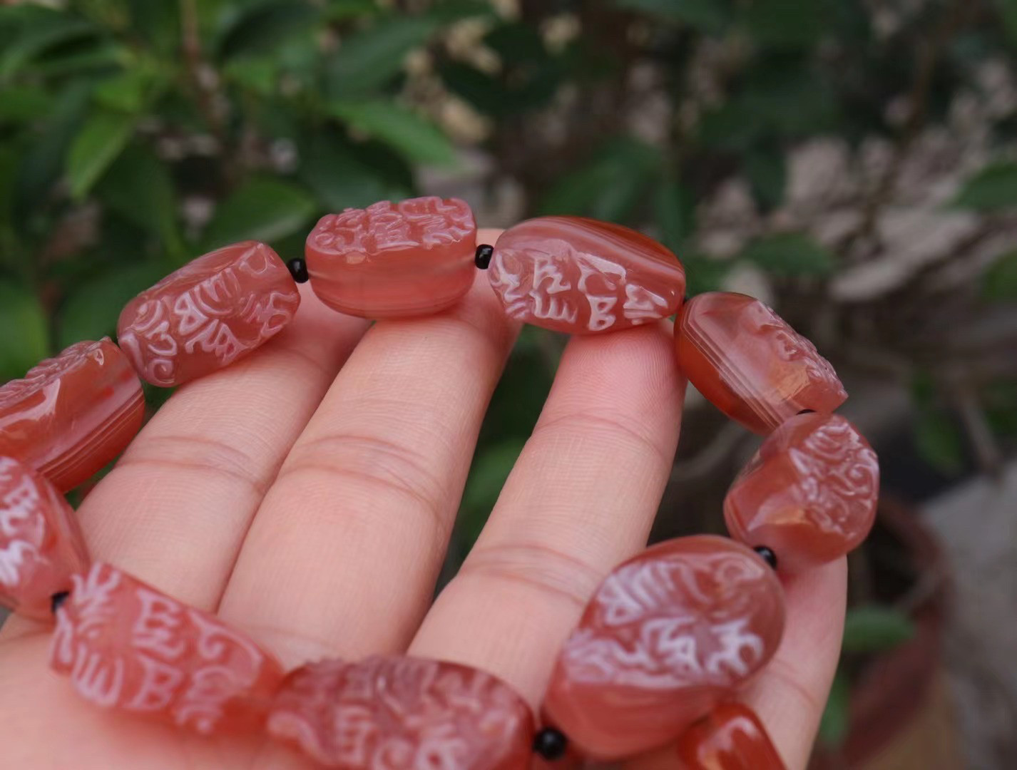 四海玉器天然正品保山南红玛瑙原石手链全红色玛瑙原石手串