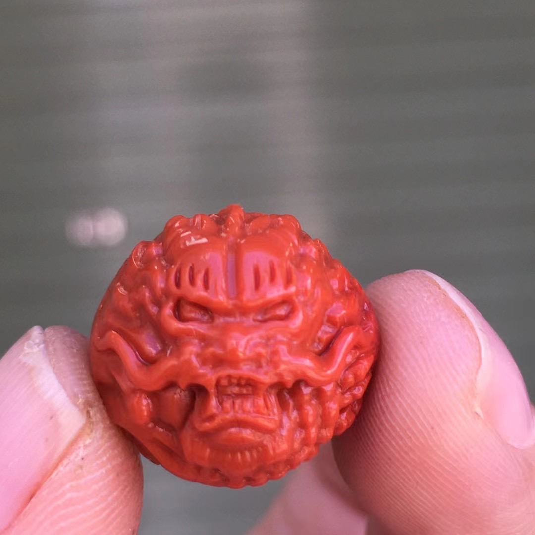 天然手串佛珠多圈满肉满色满肉柿子红满肉龙珠